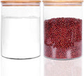 Set of 2 Large Glass Food Storage Jars 100 FL OZ - Airtight Bamboo