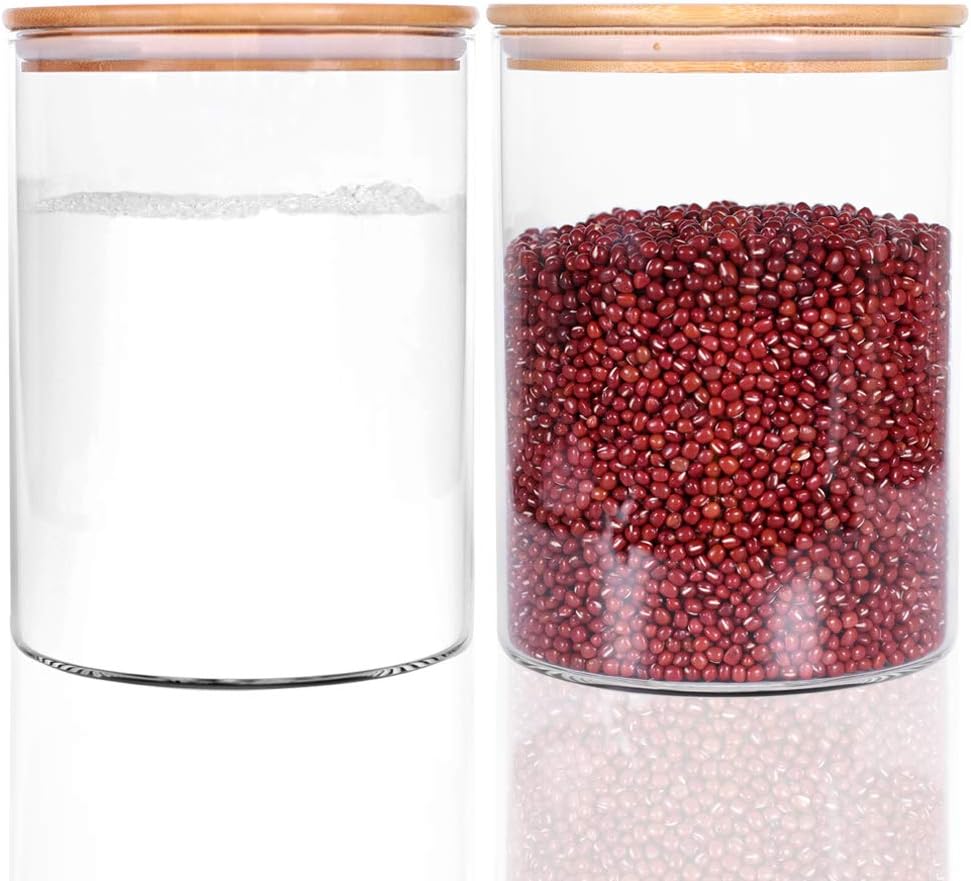 Large Glass Food Storage Jar Set with Airtight Bamboo Lids