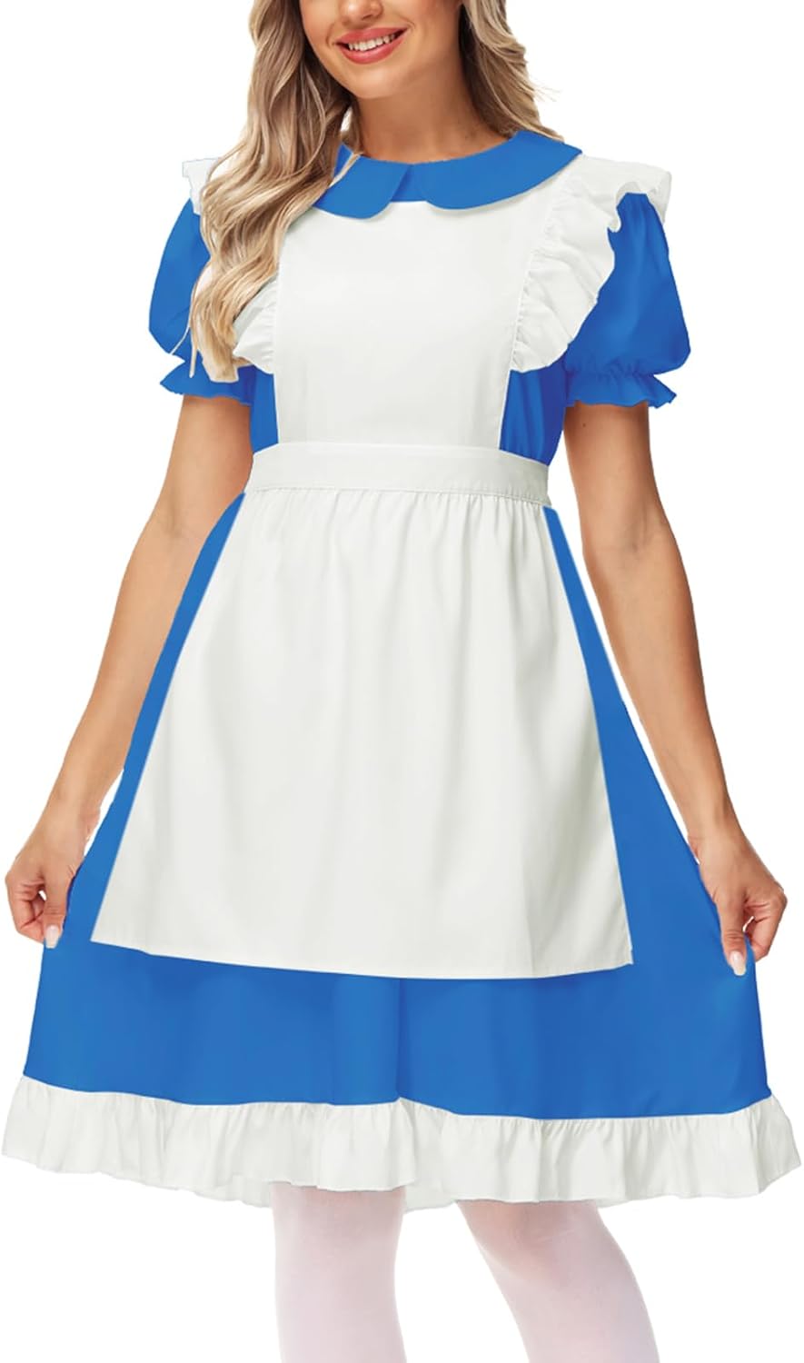 Deerose Adult Women Blue White Costume for Halloween Fun