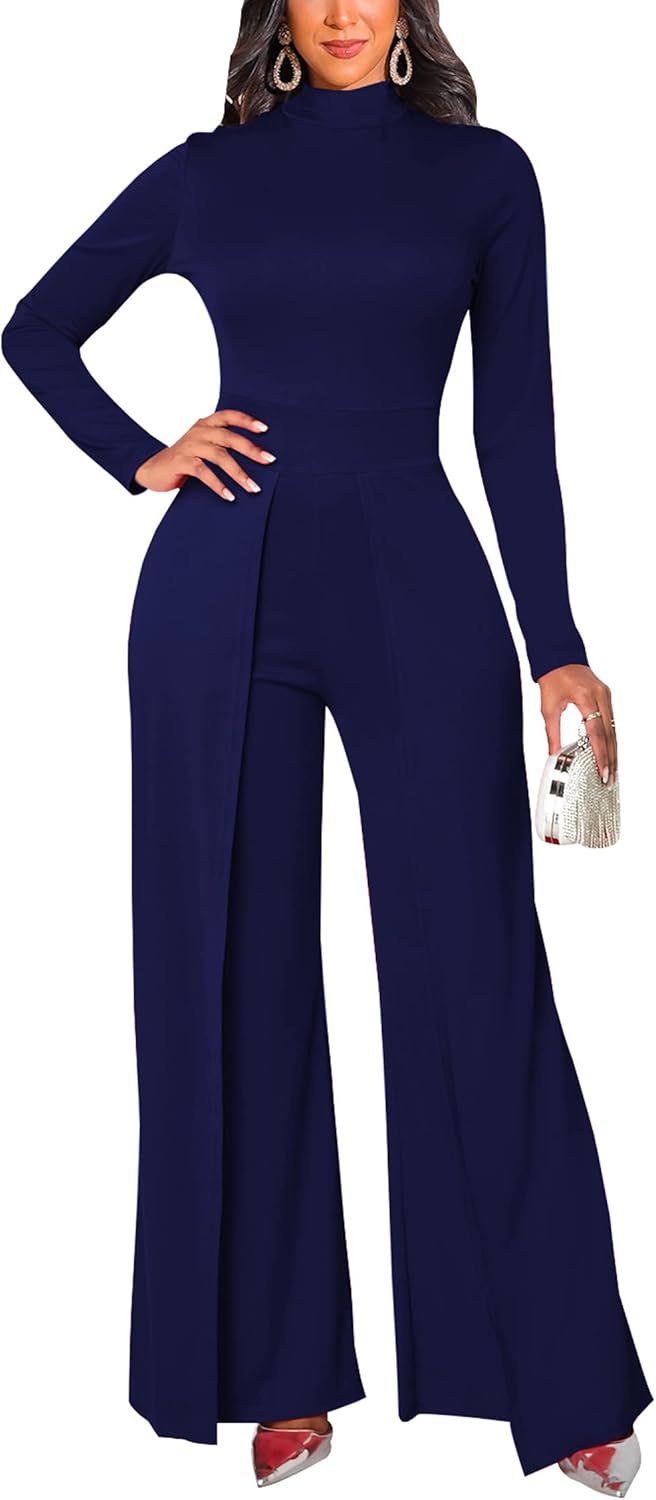 Women's Casual Long Sleeve Round Neck Jumpsuits for Parties