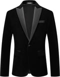 Mens Velvet Blazer Slim Fit Tuxedo Jacket - Sleek Event Staple