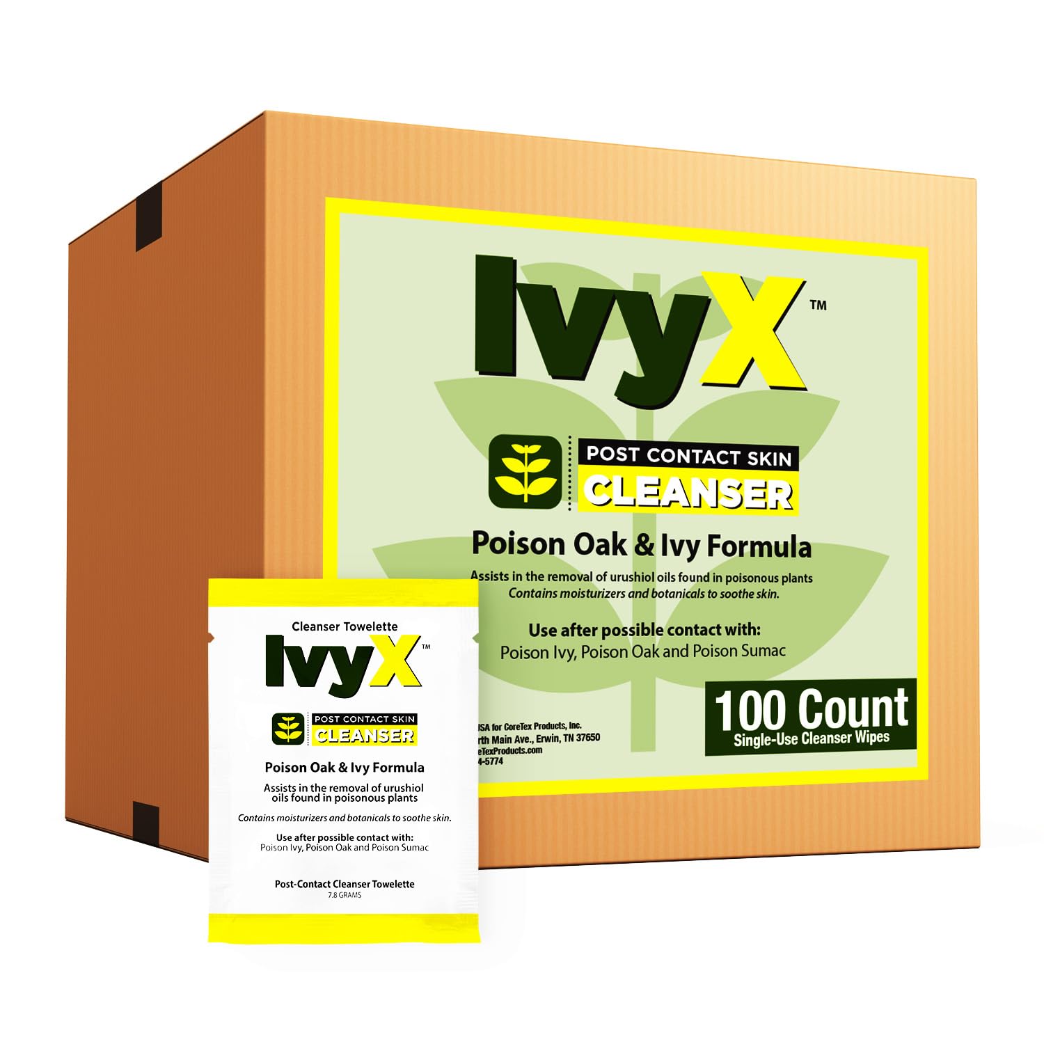 CoreTex Ivy X Post-Contact Wipes for Poison Ivy & Oak Relief