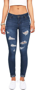 Women's High Waisted Ripped Skinny Stretch Jeans - Butt Lifting Fit BL