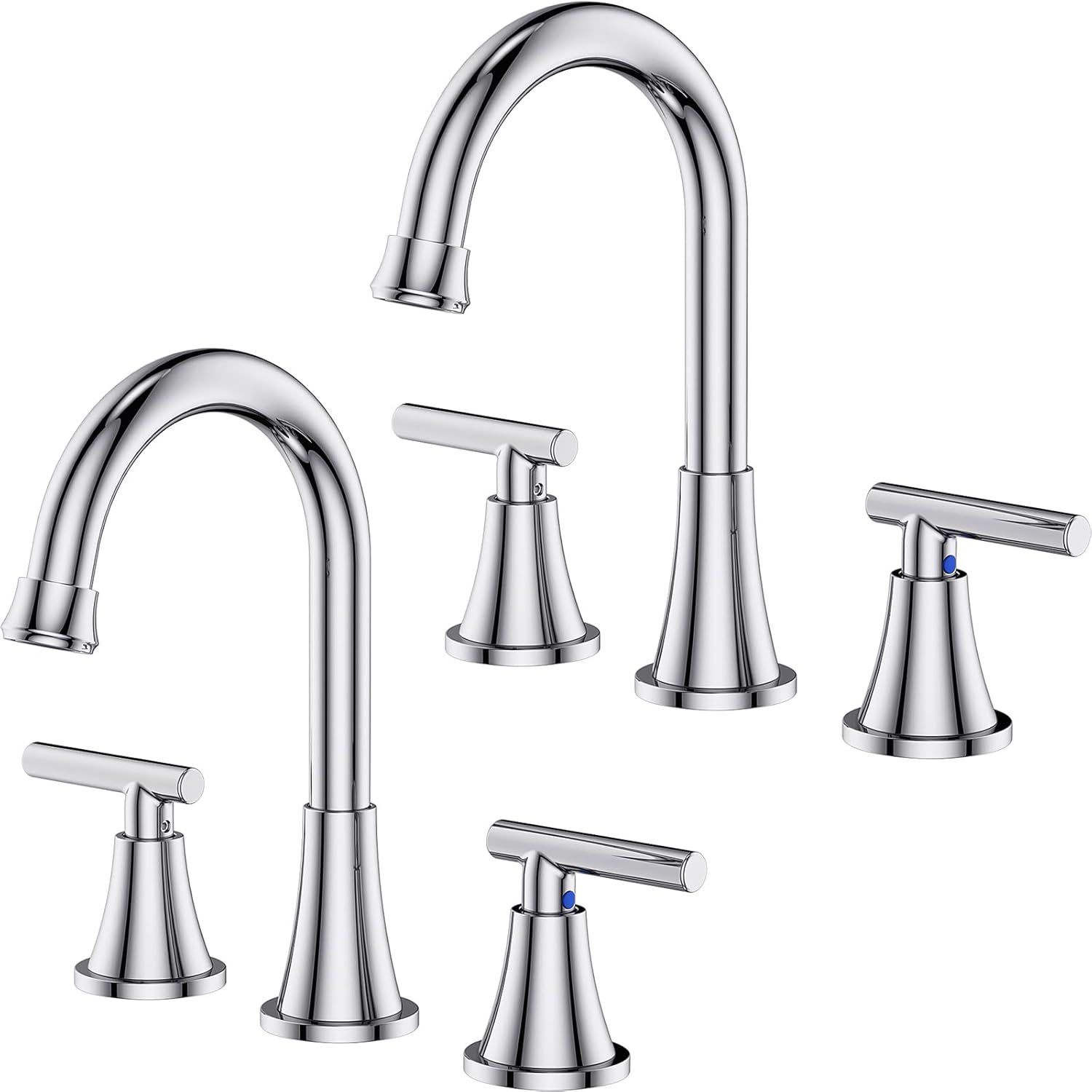 Hurran Chrome Bathroom Faucets for Sink 3 Hole - 2 Pack