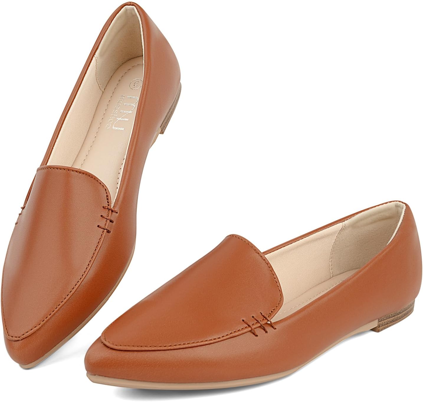 MUSSHOE Comfortable Pointed Toe Memory Foam Loafers for Women