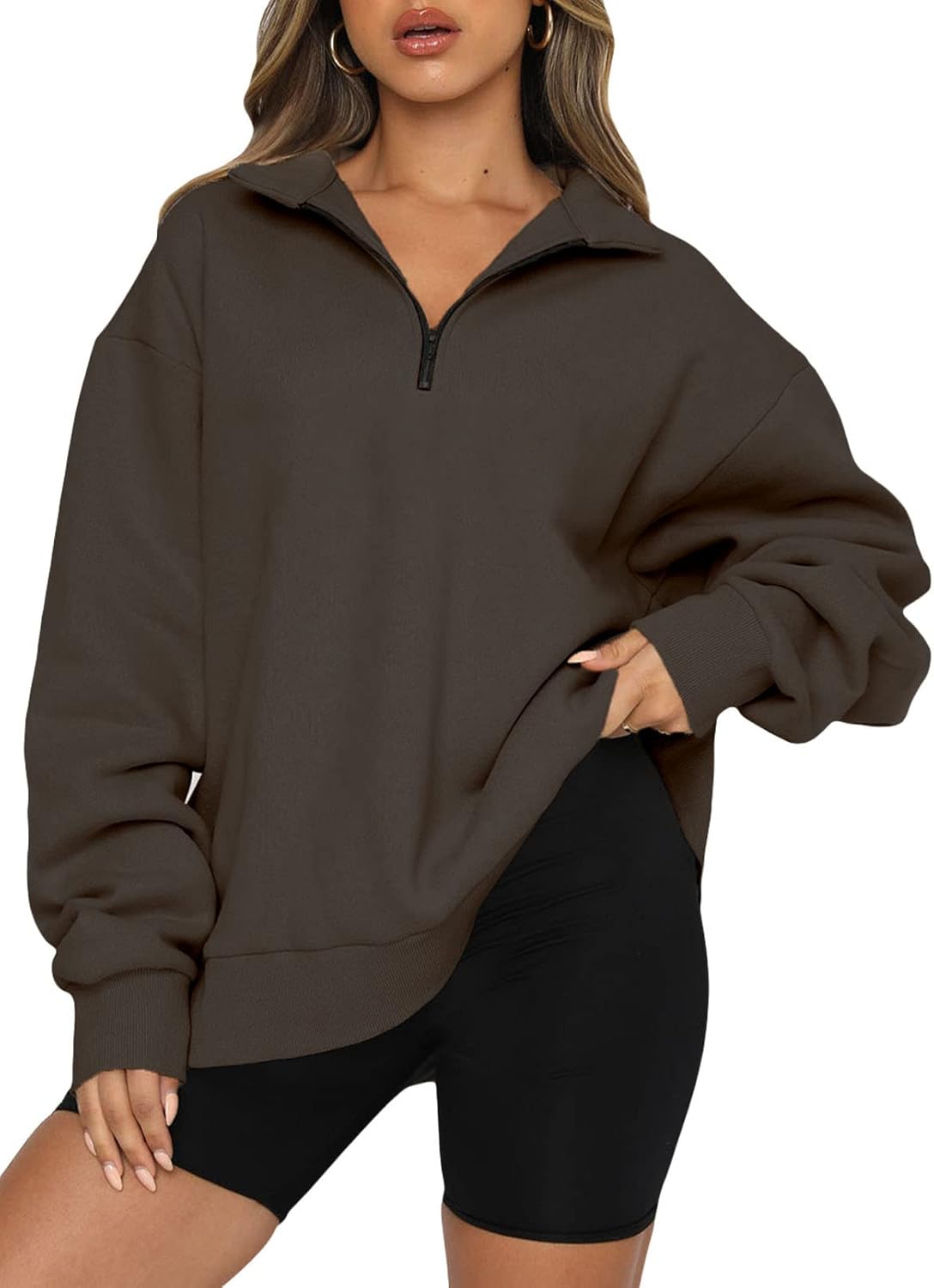 Stylish Women's Half Zip Quilted Sweatshirt for Fall Fashion