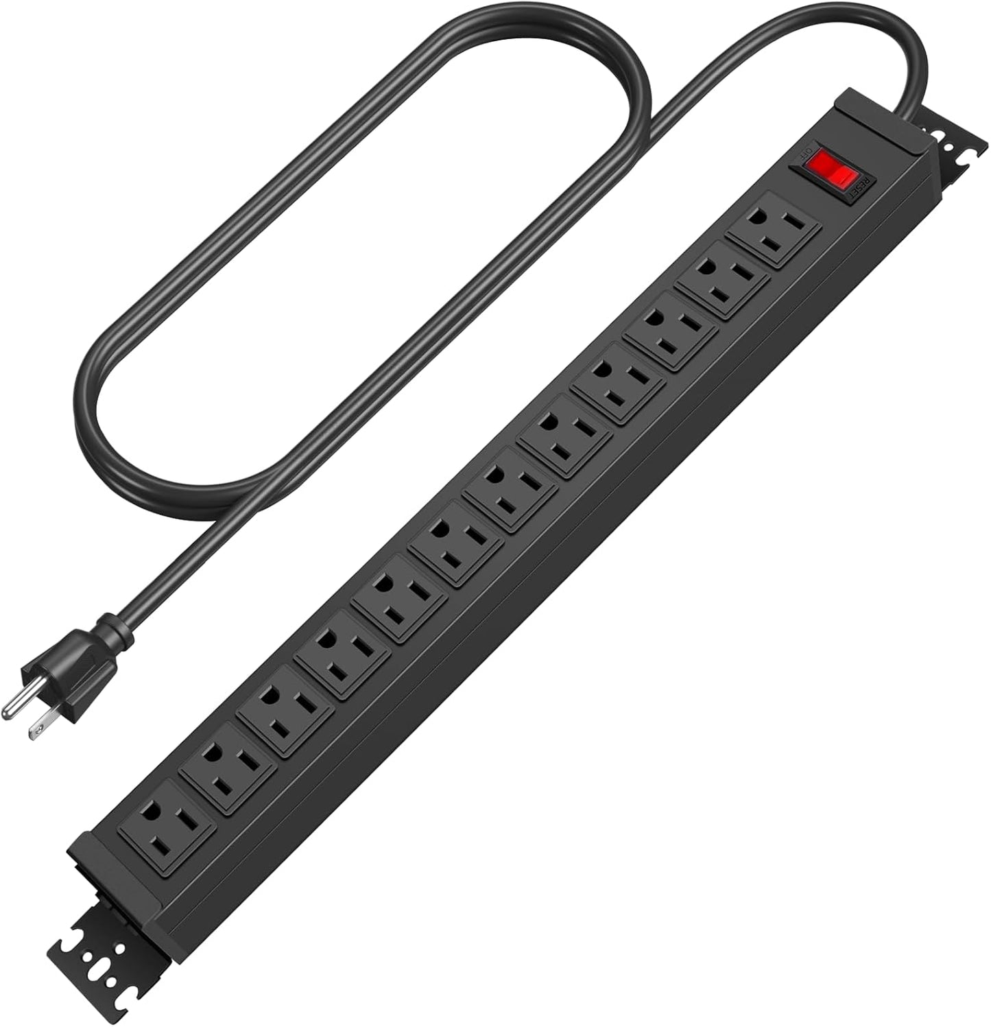 HHSOET Rotating Mountable Power Strip with 12 Outlets and 10ft Cord