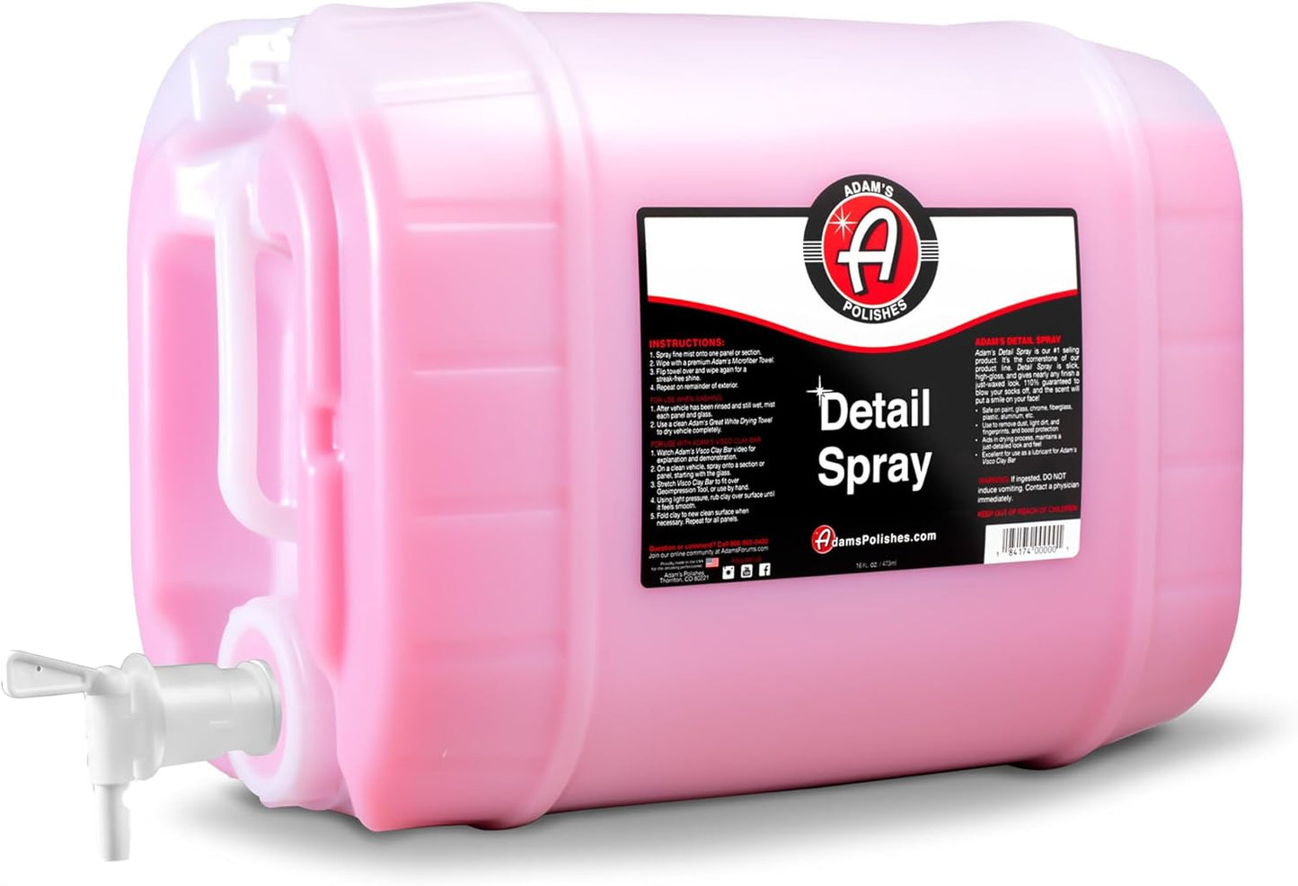 Adam's Detail Spray 5 Gallon - Ultimate Waterless Car Detailer