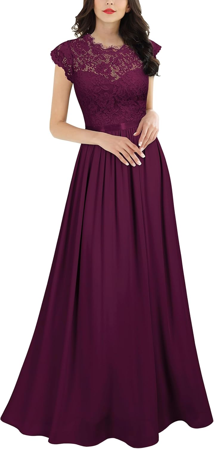Miusol Women's Formal Floral Lace Evening Party Maxi Dress Review
