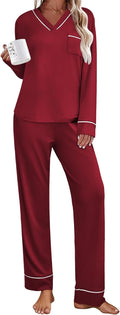 Ekouaer Womens Pajama Set V Neck Long Sleeve and Pants - Comfortable