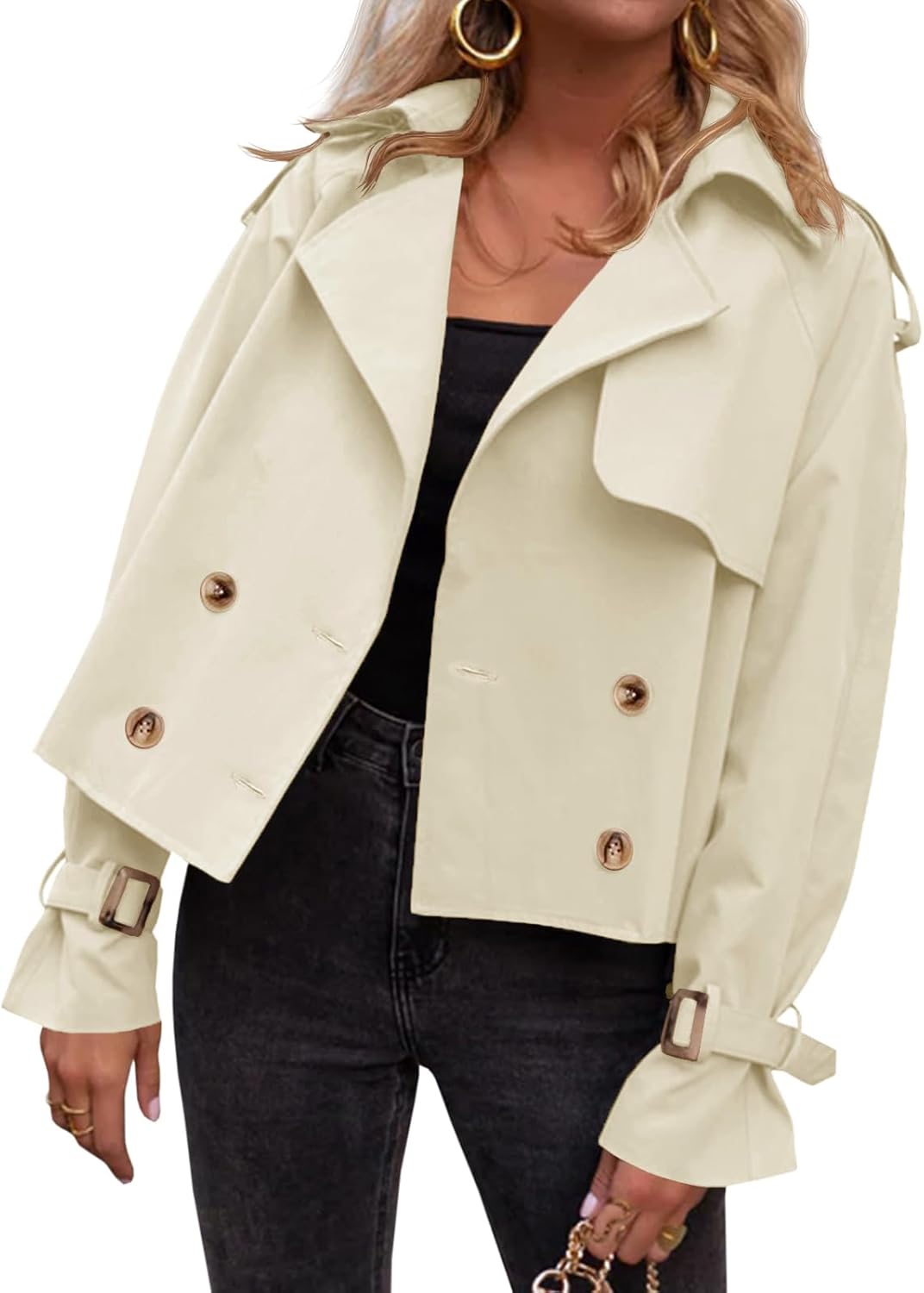 Stylish Womens Cropped Trench Coat for Elegant Casual Looks