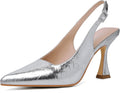 Susanny Slingback Kitten Heels Elegant Pointed Pumps - Slim Silver