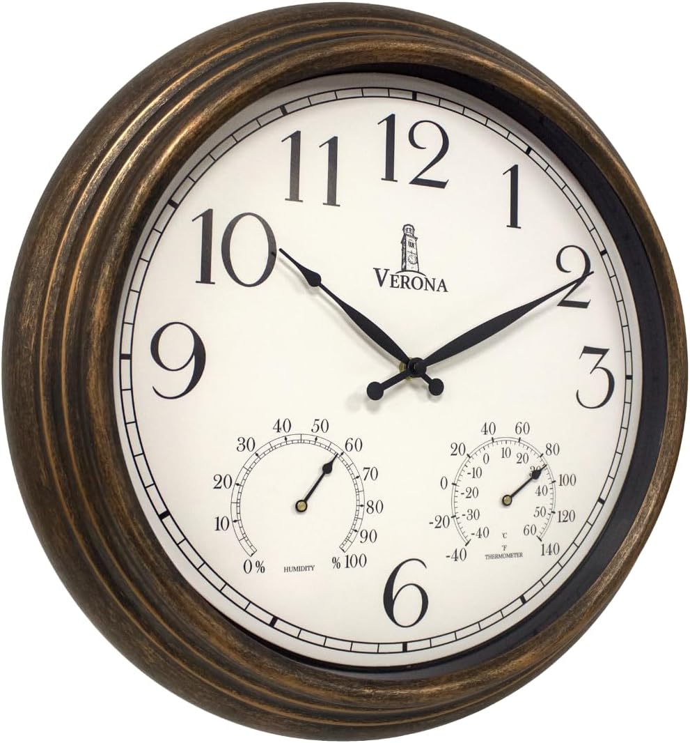 Outdoor Clocks for Patio Large Waterproof with Thermometer