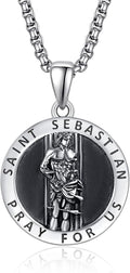 ADMETUS 925 Sterling Silver Saint Sebastian Medal Necklace