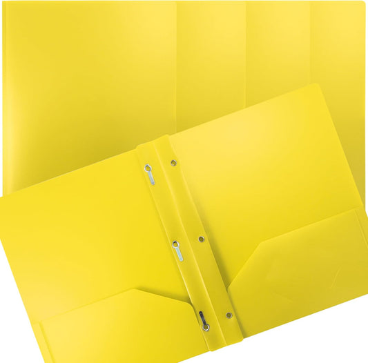 24-Pack Heavyweight Yellow Folders with Prongs