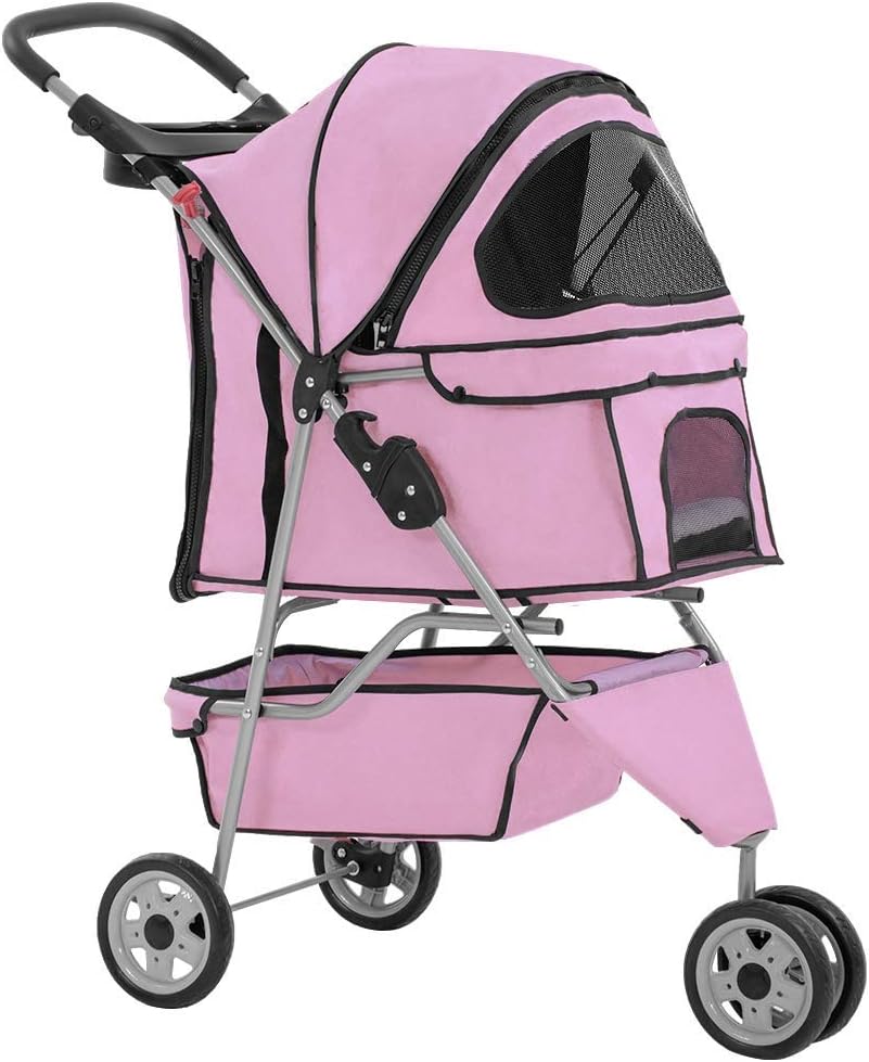 BestPet 3 Wheels Pet Dog Stroller for Medium Small Dogs Cats