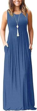 MOLERANI Women's Loose Plain Maxi Dress with Pockets - Flattering body