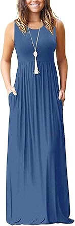 MOLERANI Women Sleeveless Deep V Neck Long Maxi Casual Dress Review