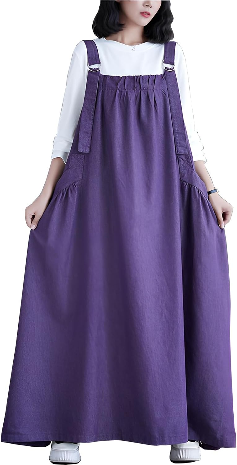 Denim Jumper Dress for Women - Loose Baggy Maxi Style