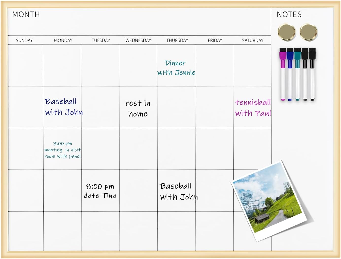 Magnetic Monthly Calendar Whiteboard 30ft x 20ft for Home Use