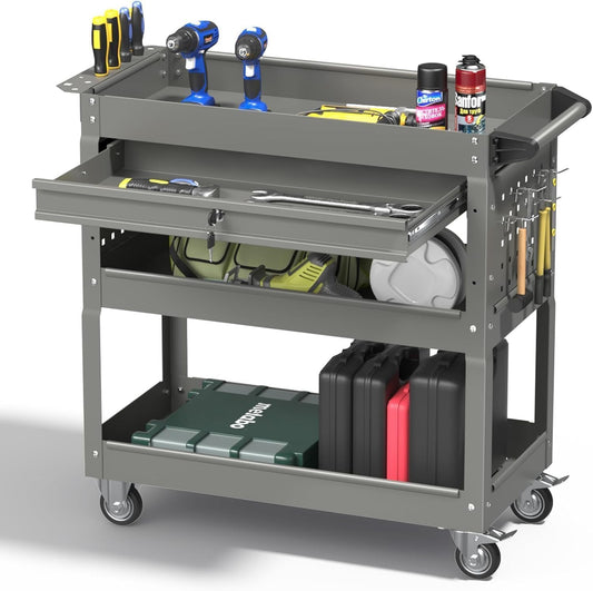 3 Tray Rolling Tool Cart with 400 LBS Capacity for Mechanics