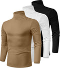 Men's Turtleneck Shirts 3 Pack - Slim Cotton Mock Neck Basics