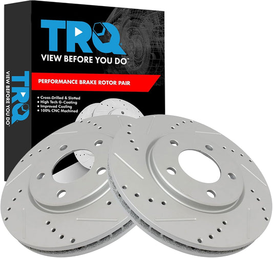 TRQ Front Brake Rotor Set G Coated for Chrysler & Dodge