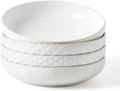 Embossed Ceramic Pasta Bowls Set of 4 Medium 7.5-in - Everyday Serving