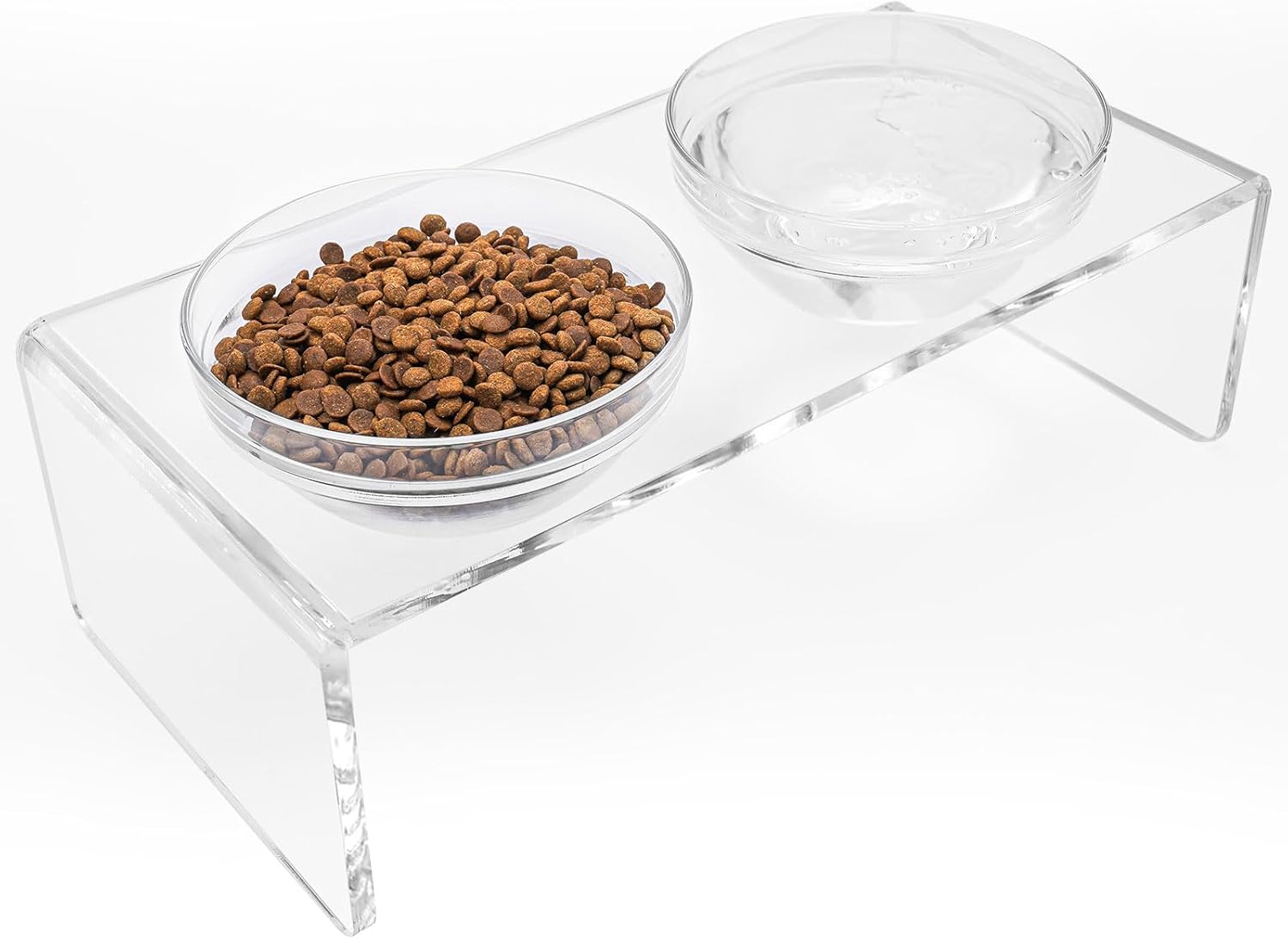 Acrylic Elevated Dog Cat Bowls Feeder Double Bowl Stand Set