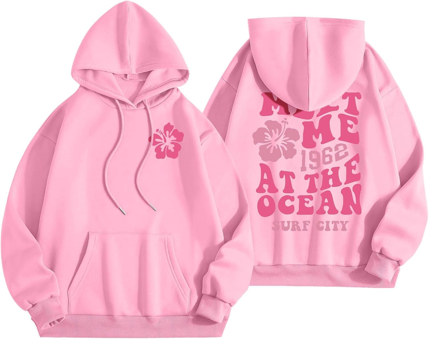 Y2K Pink Pom Oversized Hoodie - Teen Girl's Favorite!