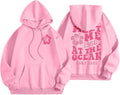 pink palm puff hoodie women's oversized pullover - cozy streetwear