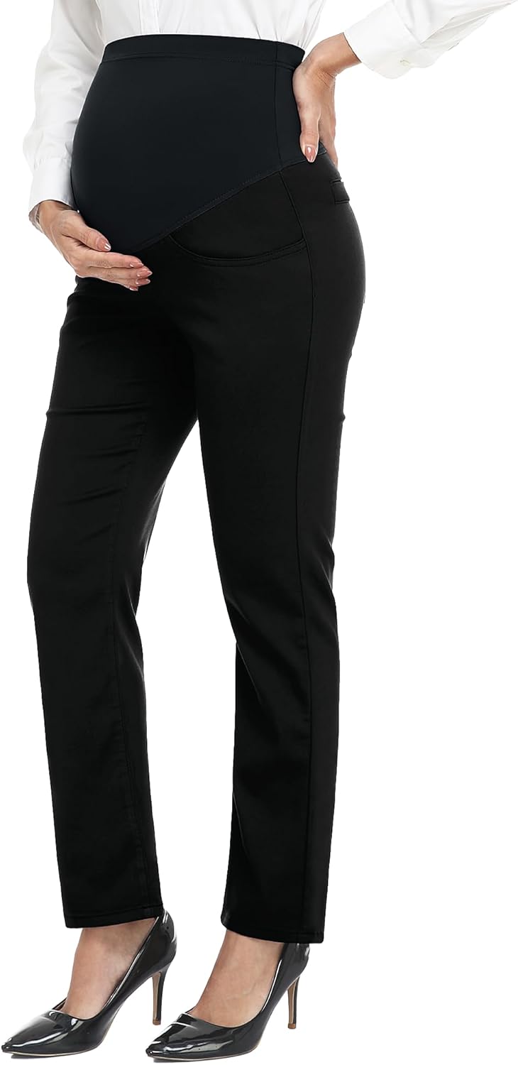 PACBREEZE Women's Maternity Pants for Work Over-Bump Comfort
