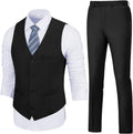 Mens Slim Fit 2 Piece Suit Set V-Neck Vest & Pants - Tailored Look