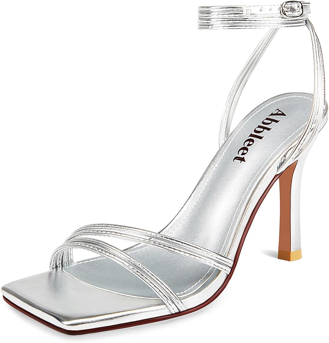 Women's Strappy High Heels Square Open Toe Stilettos Sandals