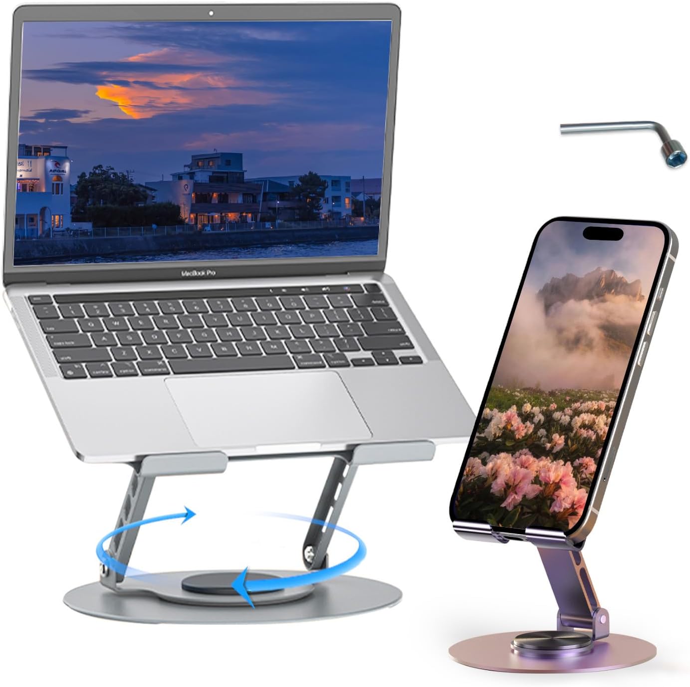 360Metal Dual Holder Stand - Purple & Grey