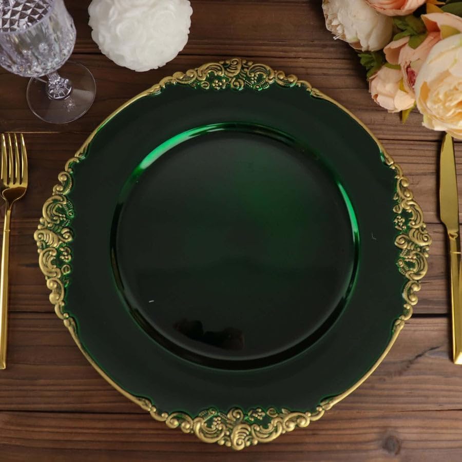 13 Inch Hunter Green Charger Plates Set of 12 for Events