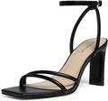 Womens Strappy Square Open Toe High Heels Sandals - Comfort Fit