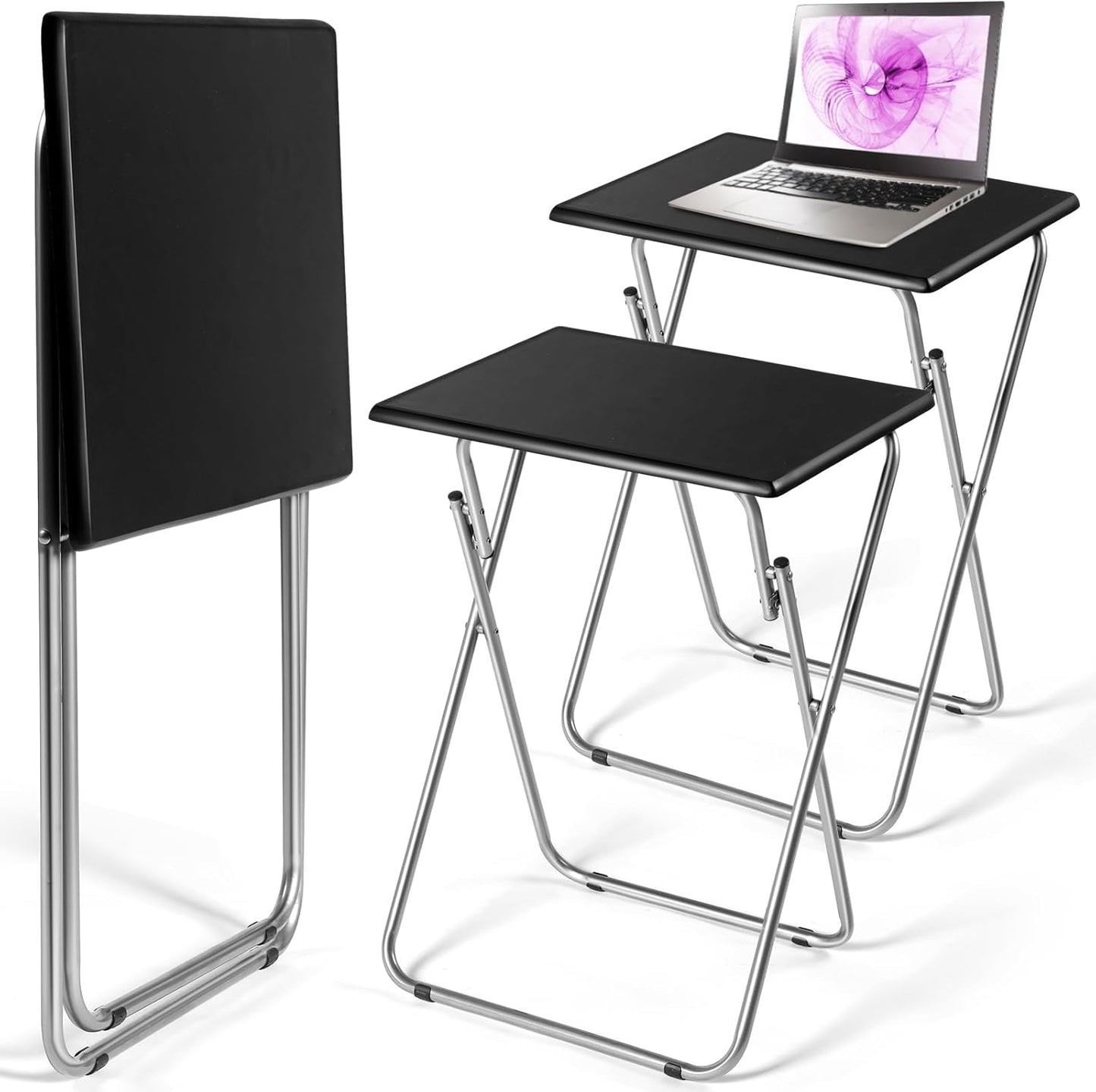 Geetery 2-Pack Foldable Tray Tables - Easy Dining & Snacking Solution