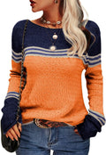 Danedvi Womens Fall Fashion 2025 Colorblock Striped Crewneck