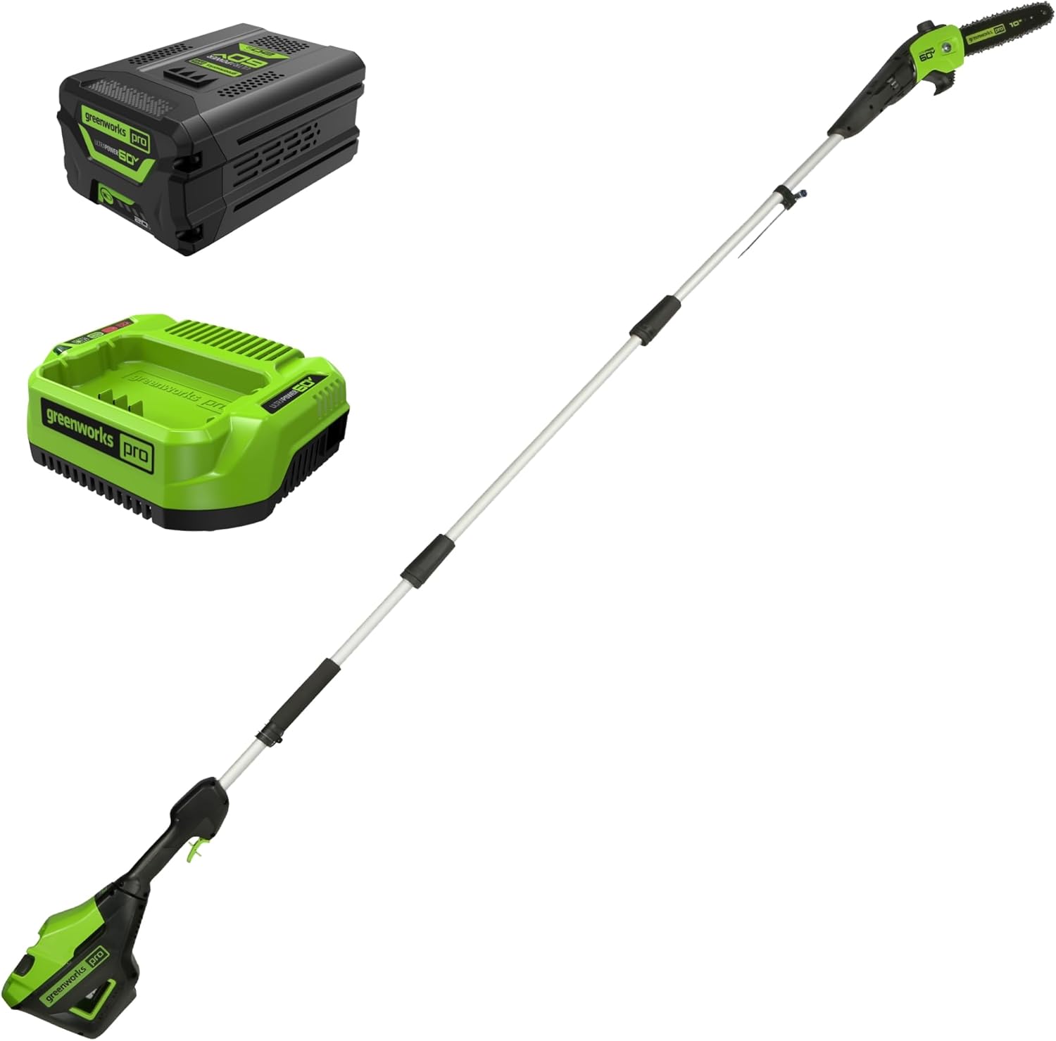 Greenworks 60V 10in Brushless Cordless Pole Saw for Efficient Cutting