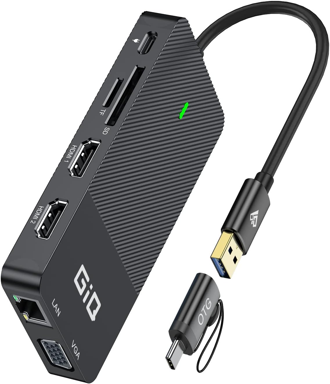USB Docking Station GIQ USB C HUB for Dual HDMI VGA Adapter