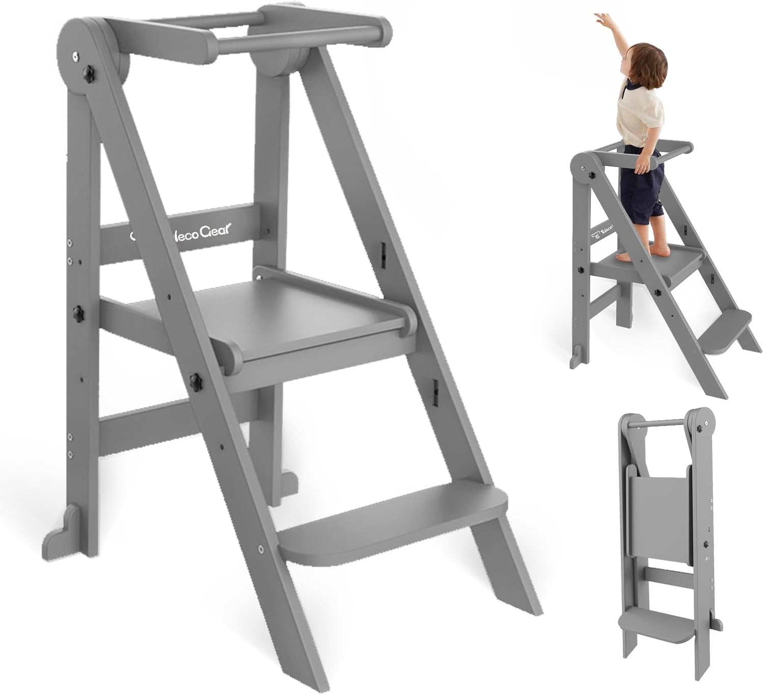 Foldable Toddler Tower with Adjustable Heights for Kids Safety