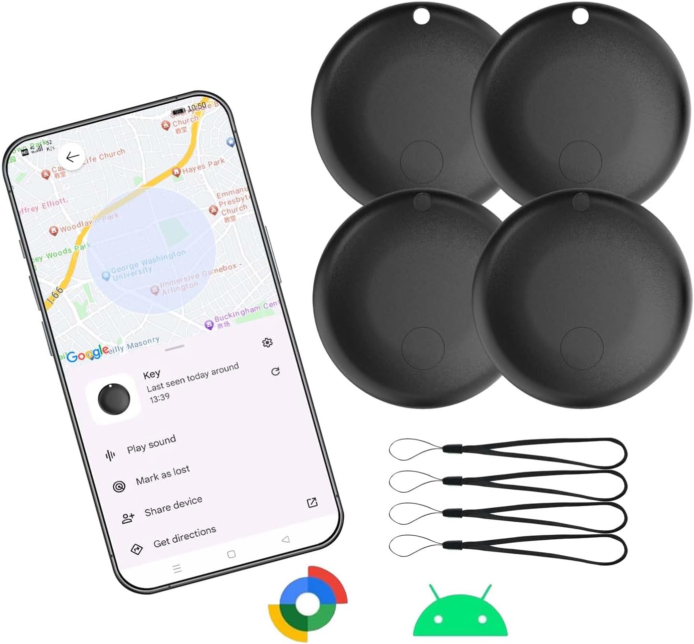 Air Tag for Android - Google Certified Tracker for Keys & Luggage