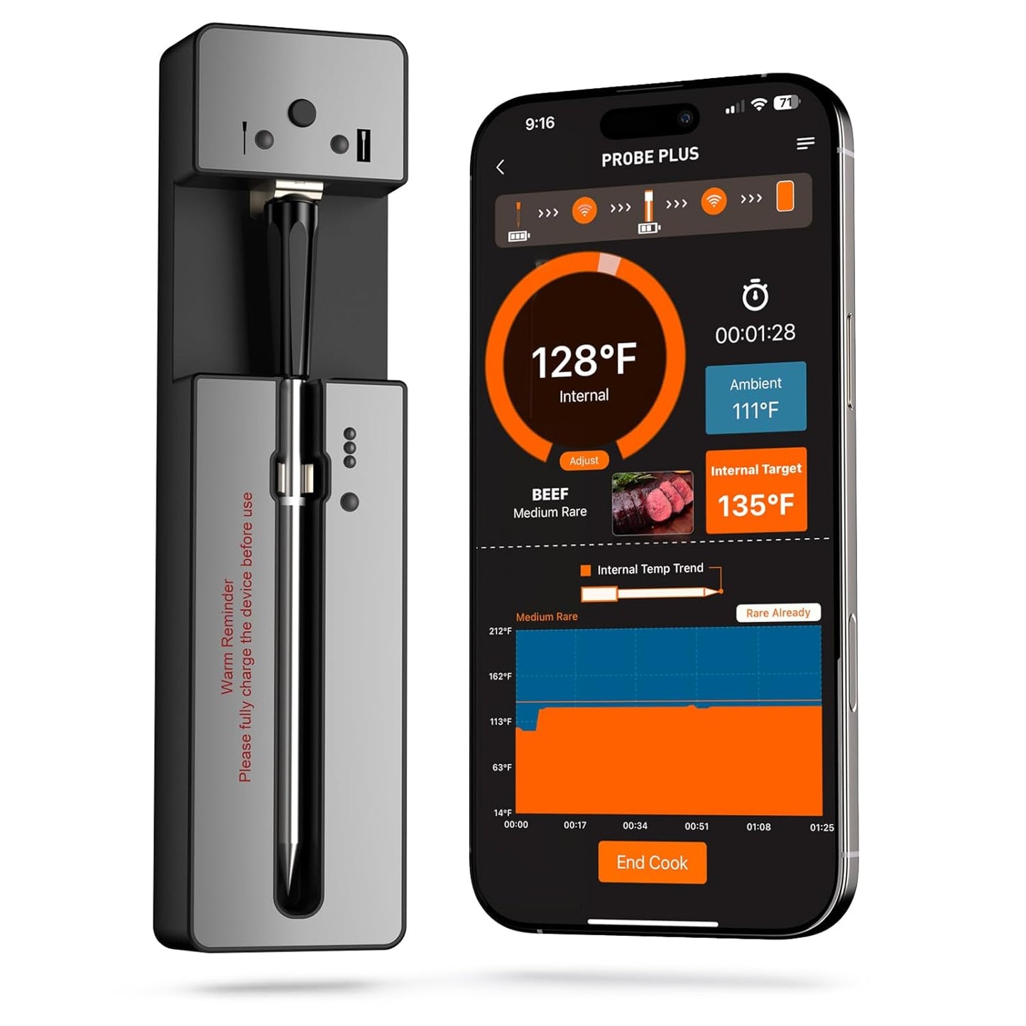 Upgraded Smart Bluetooth Wireless Meat Thermometer for Perfect Cooking