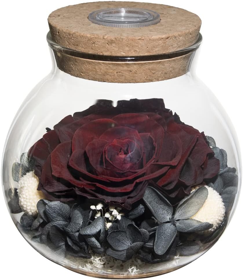 Preserved Real Roses with Colorful Mood Light Wishing Bottle