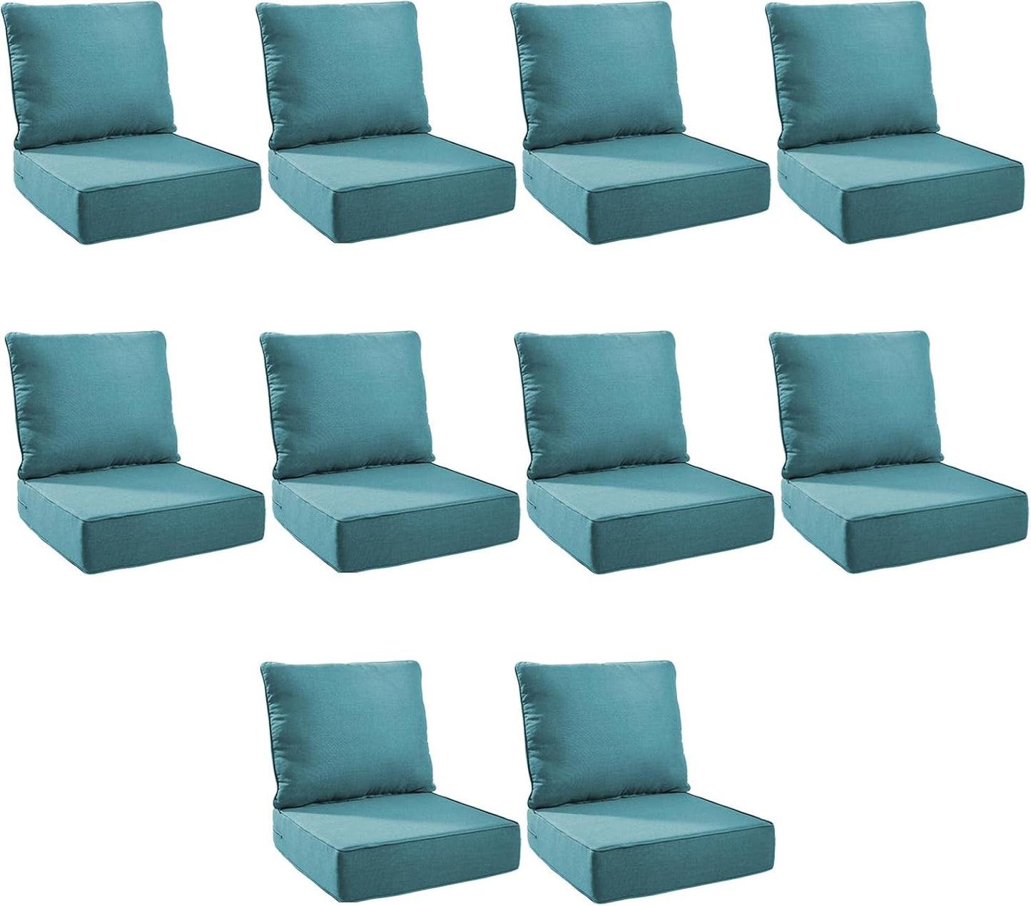 Outdoor Cushion Set for Furniture - 10-Pack Peacock Green
