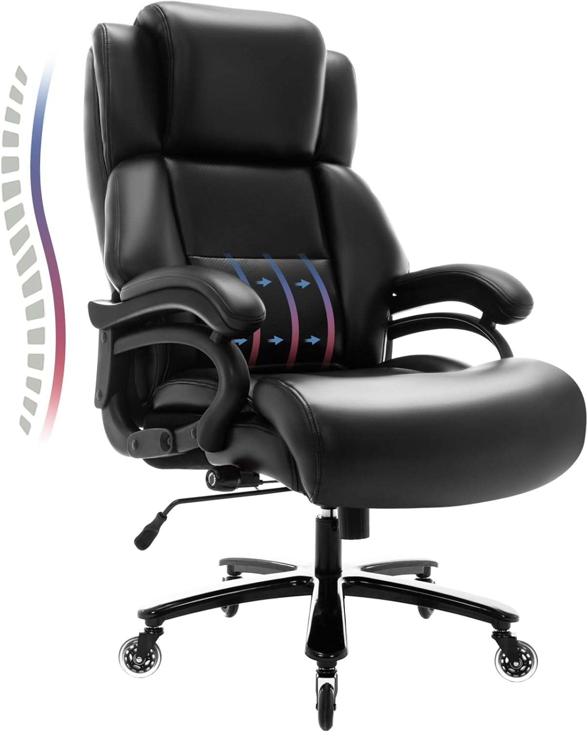 Big & Tall Office Chair with Adjustable Lumbar Support - HAMAOKA
