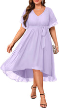 Plus Size Dresses Wedding Guest V Neck High Low Dress - Flattering Fit