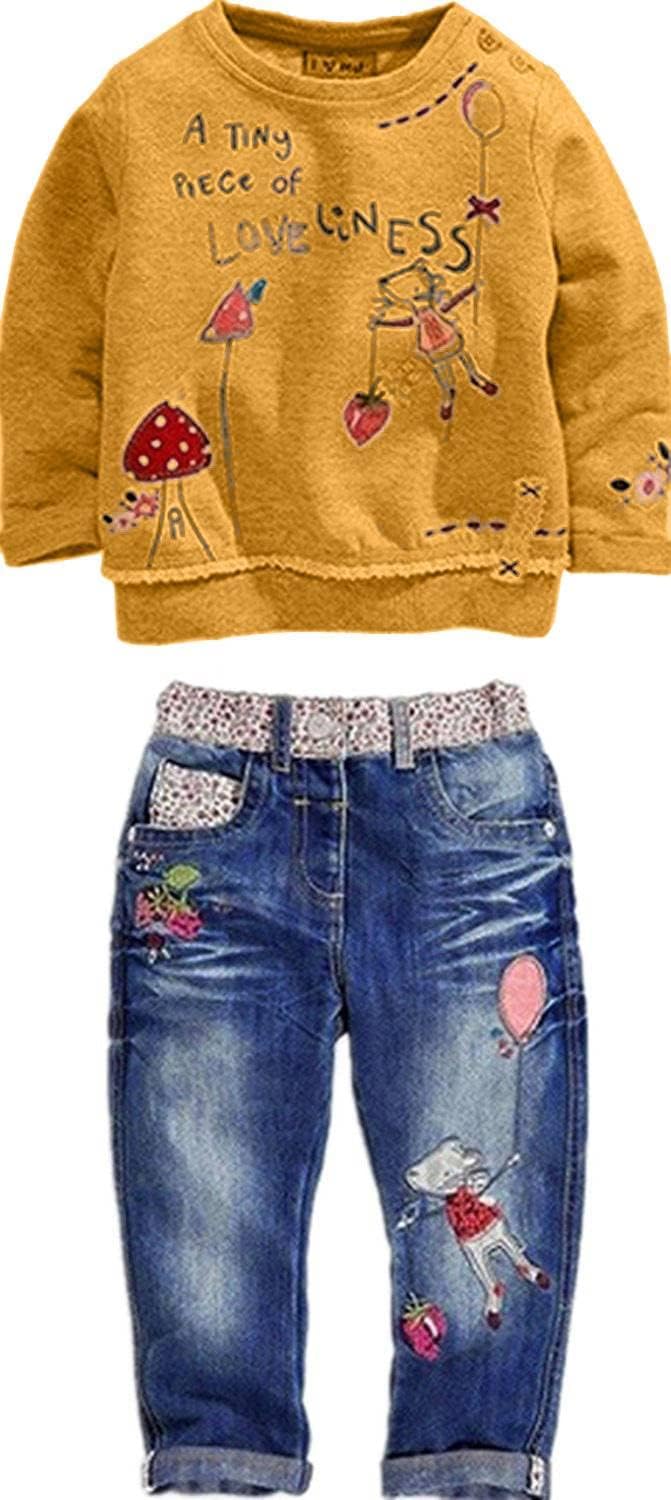 LUKYCILD Toddler Girl Clothes 2 Piece Outfit with Pockets