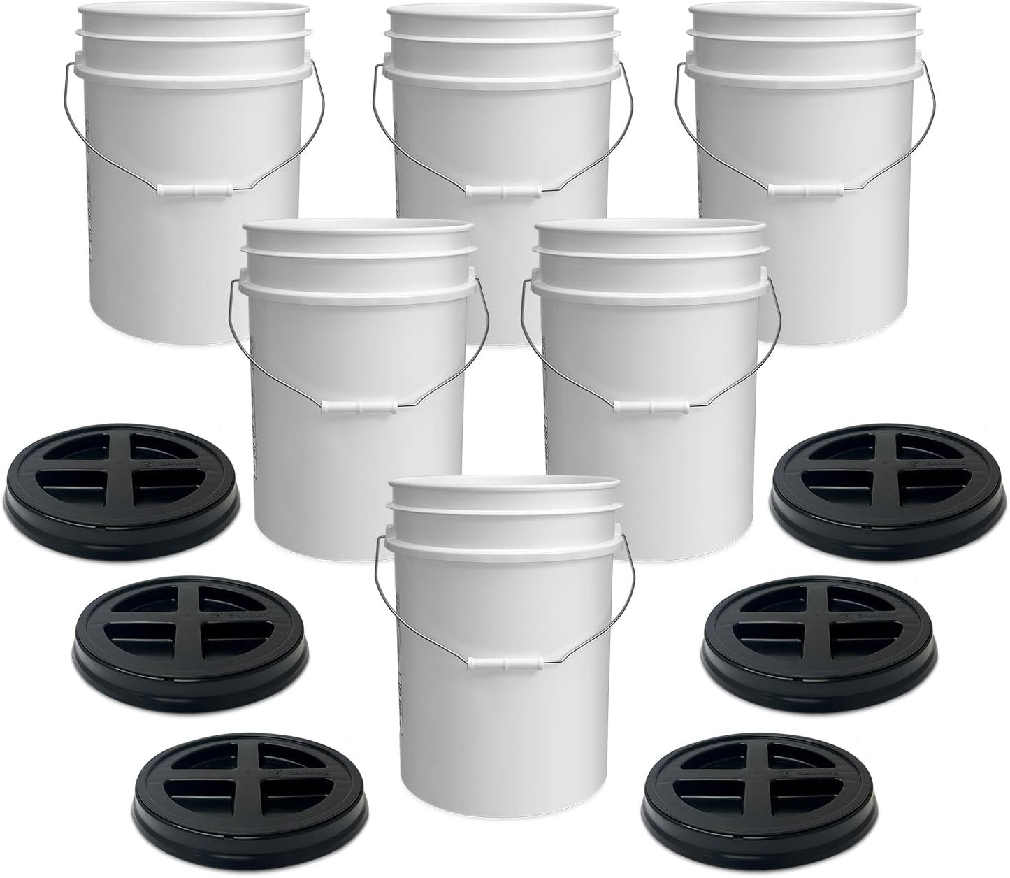 5 Gallon White Bucket with Black Gamma Seal Lid for Storage